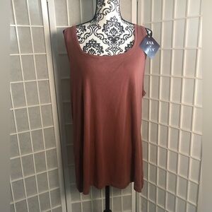 AVA & VIV Mauve Brown / Pink Tank Top 3X NWT